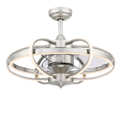Obvi 22 inch Indoor Ceiling Fan with LED Light Kit - Brushed Nickel with Clear blades (90|FP3050BN)