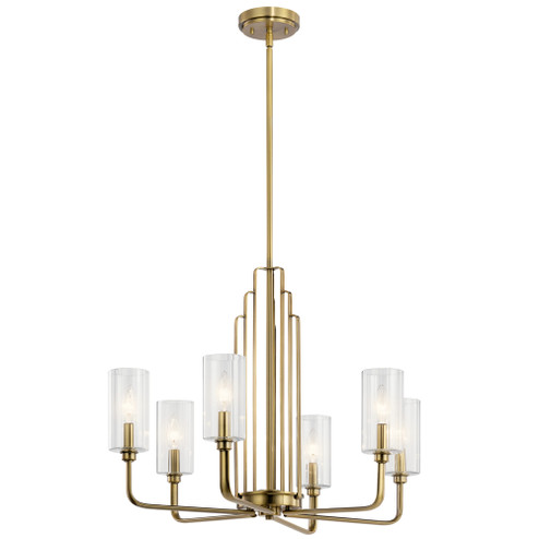 Kimrose 6 Light Chandelier with Clear Fluted Glass in Brushed Natural Brass (2|52411BNB)