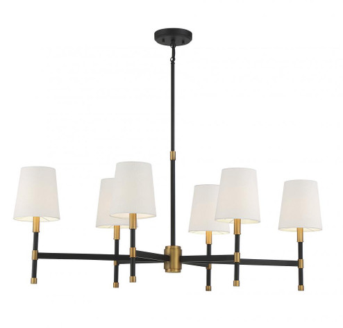 Brody 6-Light Linear Chandelier in Matte Black with Warm Brass Accents (128|1-1631-6-143)