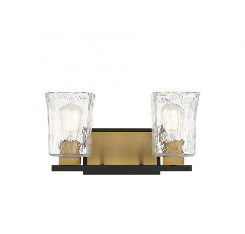 Sidney 2-Light Bathroom Vanity Light in Matte Black with Warm Brass Accents (128|8-1720-2-143)