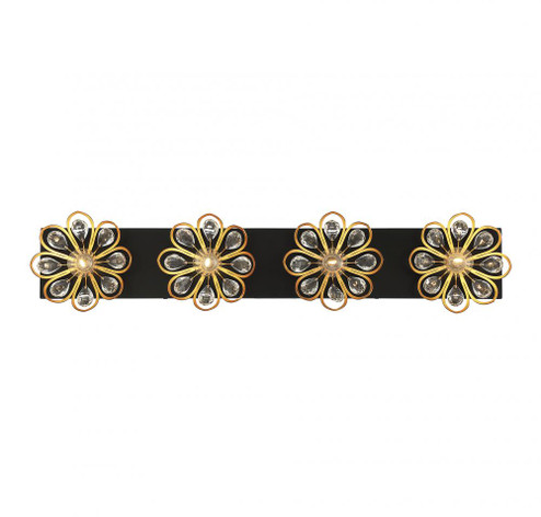 Poppy 4-Light Bathroom Vanity Light in Matte Black with Warm Brass Accents (128|8-1724-4-143)