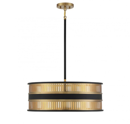 Eclipse 4-Light Pendant in Matte Black with Warm Brass Accents (128|7-1812-4-143)