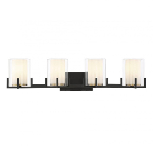 Eaton 4-Light Bathroom Vanity Light in Matte Black with Warm Brass Accents (128|8-1977-4-143)