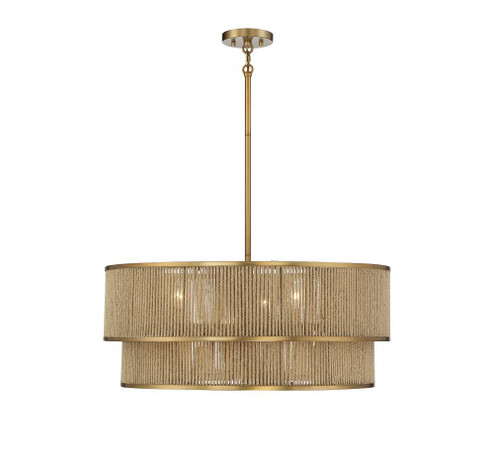 Ashburn 6-LightÂ Pendant in Warm Brass and Rope (128|7-1774-6-320)