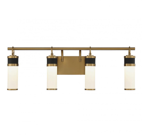 Abel 4-Light LED Bathroom Vanity Light in Matte Black with Warm Brass Accents (128|8-1638-4-143)