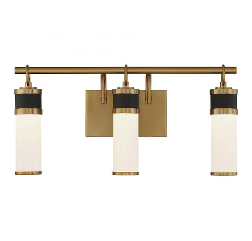 Abel 3-Light LED Bathroom Vanity Light in Matte Black with Warm Brass Accents (128|8-1638-3-143)