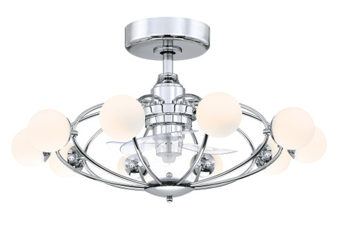Kerring 32 inch Indoor Ceiling Fan with LED Light Kit - Chrome with Clear blades (90|FP3073CH)