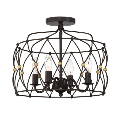 Zucca 4 Light English Bronze + Antique Gold Semi Flush Mount (205|ZUC-A9030-EB-GA_CEILING)