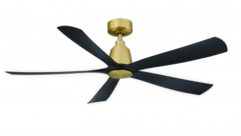 Kute5 52 inch Indoor/Outdoor Smart Ceiling Fan - Brushed Satin Brass with Black blades (90|FPD5534BSBL)