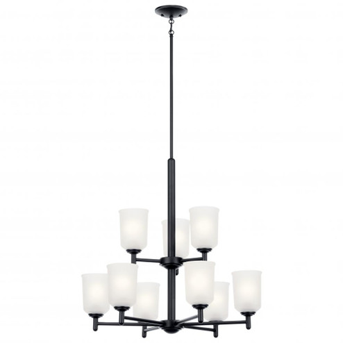 Shailene 26.5'' 9 Light 2 Tier Chandelier with Satin Etched Glass in Brushed Nickel (2|43672BK)