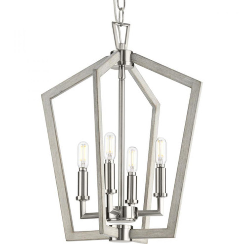 Galloway Collection Four-Light 18'' Brushed Nickel Modern Farmhouse Foyer Light with Grey Washed (149|P500377-009)
