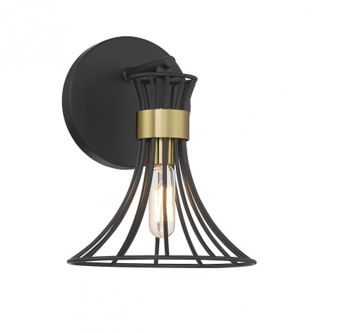 Breur 1-Light Wall Sconce in Matte Black with Warm Brass Accents (128|9-6080-1-143)