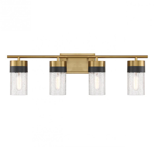 Brickell 4-Light Bathroom Vanity Light in Warm Brass and Black (128|8-3600-4-322)