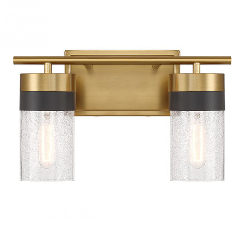 Brickell 2-Light Bathroom Vanity Light in Warm Brass and Black (128|8-3600-2-322)
