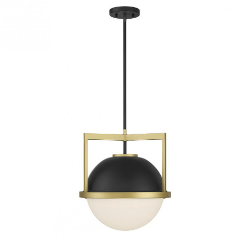 Carlysle 1-Light Pendant in Matte Black with Warm Brass Accents (128|7-4600-1-143)