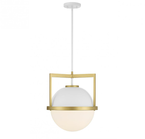 Carlysle 1-Light Pendant in White with Warm Brass Accents (128|7-4600-1-142)