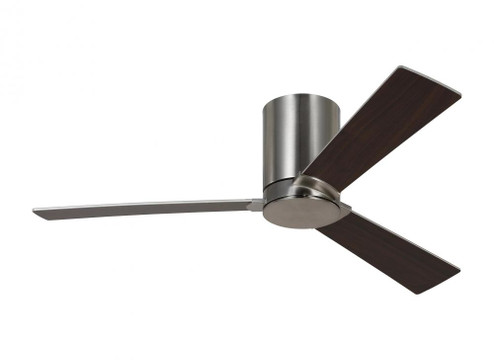 Rozzen 44-inch indoor/outdoor Energy Star hugger ceiling fan in brushed steel silver finish (6|3RZHR44BS)