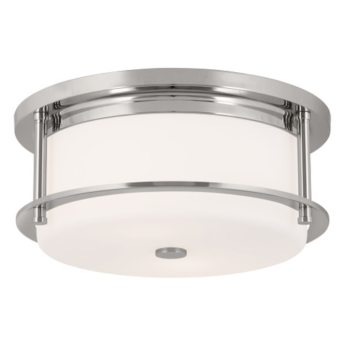Brit 12 Inch 2 Light Flush Mount with Satin Etched Cased Opal Glass in Polished Nickel (2|52595PN)