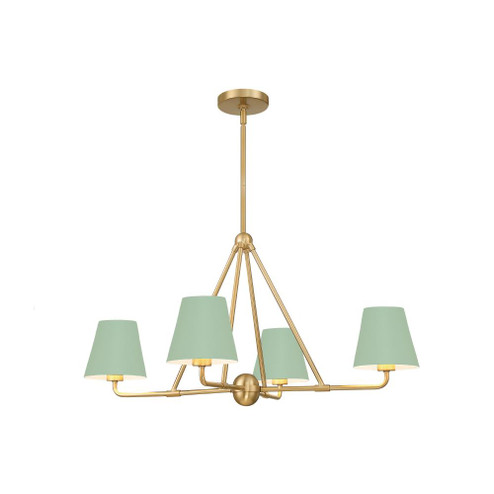 Xavier 4 Light Vibrant Gold + Green Chandelier (205|XAV-B9304-VG-GR)