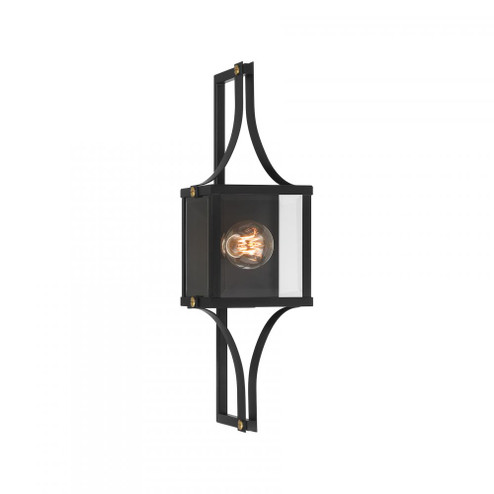 Raeburn 1-Light Outdoor Wall Lantern in Matte Black and Weathered Brushed Brass (128|5-474-144)