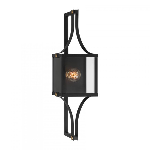 Raeburn 1-Light Outdoor Wall Lantern in Matte Black and Weathered Brushed Brass (128|5-472-144)