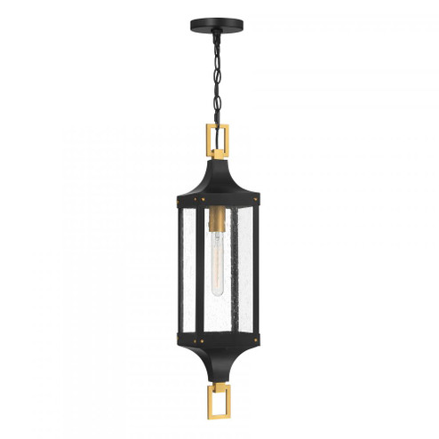 Glendale 1-Light Outdoor Hanging Lantern in Matte Black and Weathered Brushed Brass (128|5-277-144)