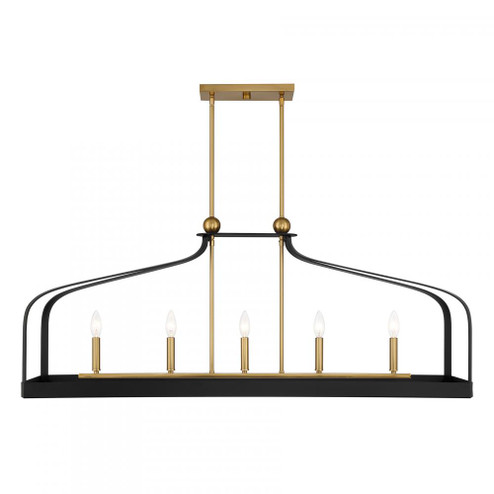 Sheffield 5-Light Linear Chandelier in Matte Black with Warm Brass Accents (128|1-7804-5-143)