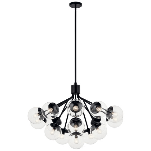 Silvarious 38 Inch 16 Light Convertible Chandelier with Clear Glass in Black (2|52702BKCLR)