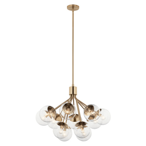 Silvarious 30 Inch 12 Light Convertible Chandelier with Clear Glass in Champagne Bronze (2|52701CPZCLR)