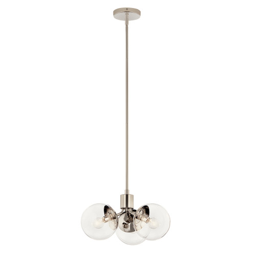 Silvarious 16.5 Inch 3 Light Convertible Pendant with Clear Glass in Polished Nickel (2|52700PNCLR)