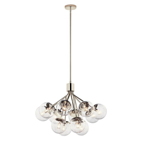 Silvarious 30 Inch 12 Light Convertible Chandelier with Clear Glass in Polished Nickel (2|52701PNCLR)
