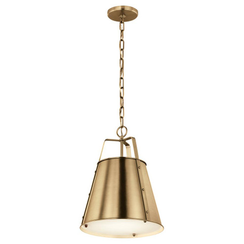 Etcher 13 Inch 1 Light Pendant with Etched Painted White Glass Diffuser in Champagne Bronze (2|52710CPZ)