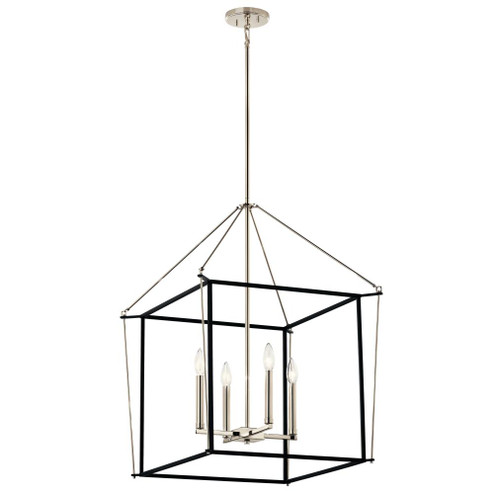 Eisley 30 Inch 4 Light Foyer Pendant in Polished Nickel and Black (2|52627PN)
