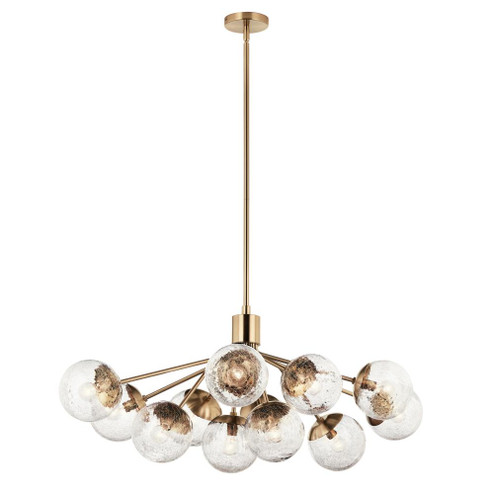 Silvarious 48 Inch 12 LT Linear Convertible Chandelier with Clear Crackled Glass in Champagne Bronze (2|52703CPZ)