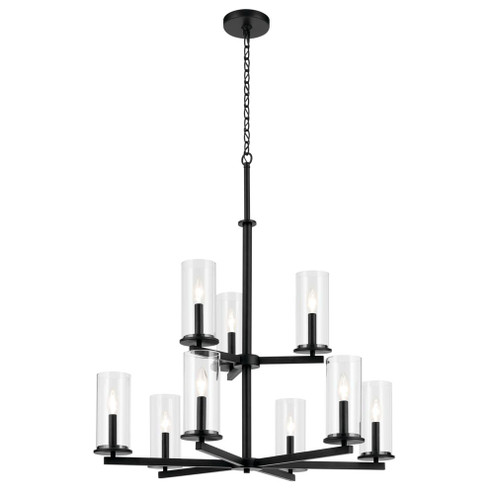 Crosby 32.5'' 9-Light 2-Tier Chandelier with Clear Glass in Black (2|44014BK)