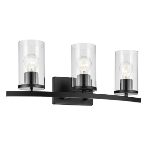 Crosby 23'' 3-Light Vanity Light with Clear Glass in Black (2|45497BKCLR)
