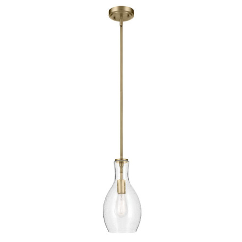 Everly 13.75'' 1-Light Bell Pendant with Clear Seeded Glass in Brushed Natural Brass (2|42456NBRCS)