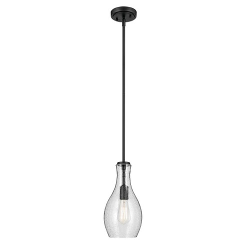 Everly 13.75'' 1-Light Bell Pendant with Clear Seeded Glass in Black (2|42456BKCS)