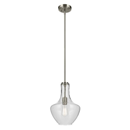 Everly 15.25'' 1-Light Bell Pendant with Clear Glass in Brushed Nickel (2|42141NI)