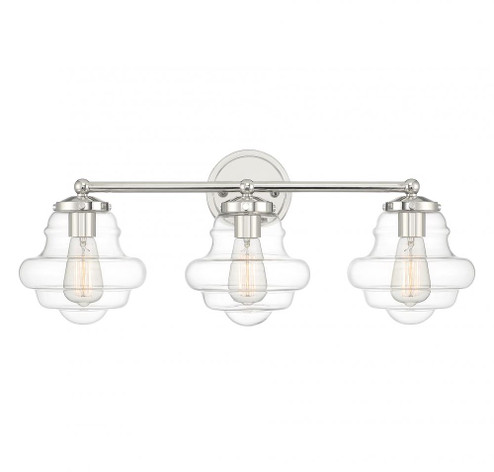 3-Light Bathroom Vanity Light in Polished Nickel (128|M80073PN) 3-Light Bathroom Vanity Light in Polished Nickel (128|M80073PN)