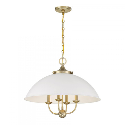 Monterey 4-Light Pendant in White and Warm Brass (128|7-1725-4-142)