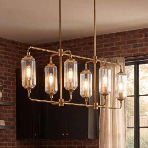 Holton 6-Light Linear Chandelier in Warm Brass (128|1-3026-6-322)