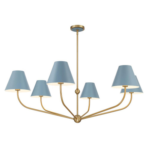 Xavier 6 Light Vibrant Gold + Blue Chandelier (205|XAV-B9319-VG-BL)