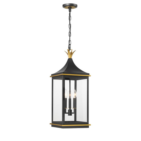 Simpson 10'' Matte Black + Textured Gold Outdoor Pendant (205|SIM-805-MK-TG)