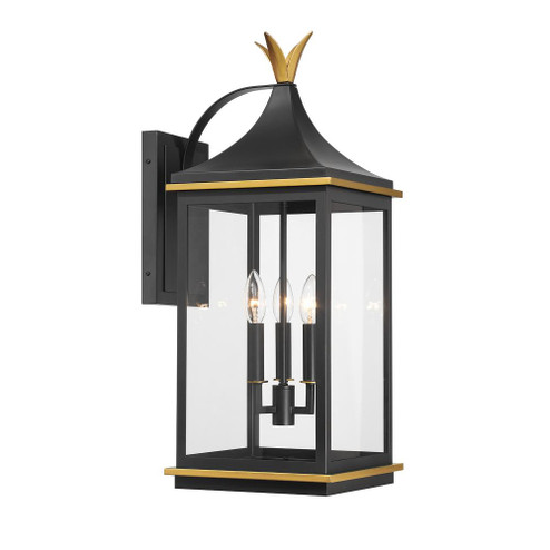 Simpson 10'' Matte Black + Textured Gold Outdoor Sconce (205|SIM-803-MK-TG)
