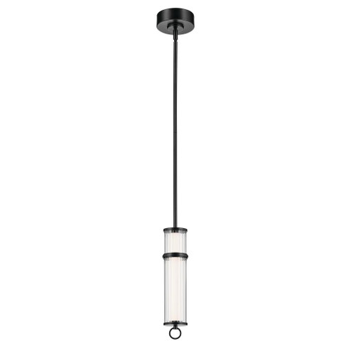 Riven 15.5 Inch LED 1 Light Pendant with Clear Fluted Glass in Black (2|52755BKLED)