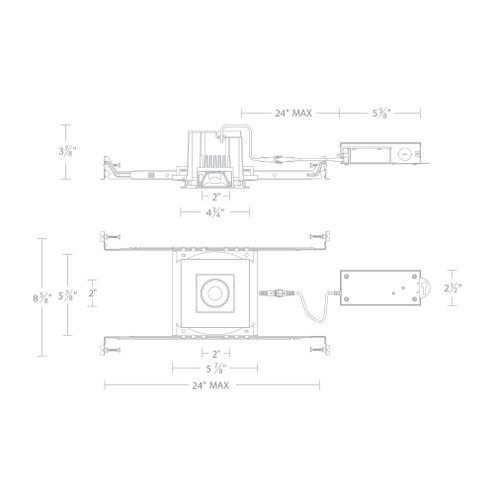 Ocular 3.0 5CCT Square Adjustable Trim and Remodel Housing with New Construction Frame-In Kit and (1357|R3BSA-SCS-WT)