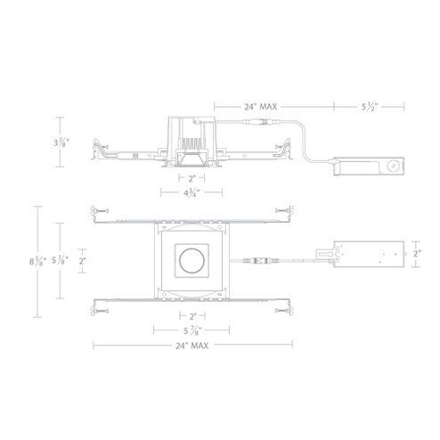 Ocular 3.0 Dim-to-Warm Square Adjustable Trim and Remodel Housing with New Construction Frame-In K (1357|R3BSAN-NWD-WT)