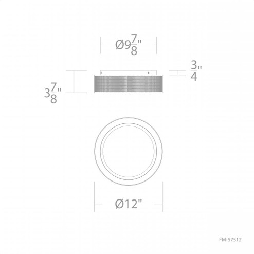 GRILLE 12IN FLUSH MOUNT 4CCT 3000K (1357|FM-57512-30-BK)