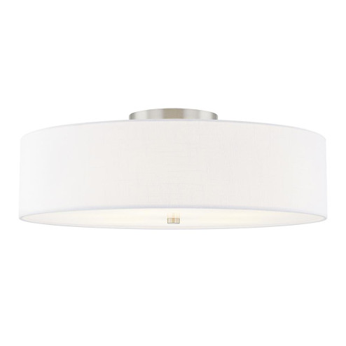 Classic 30'' Drum Semi-Flush (254|FAB-9763-WHTE-NCKL)